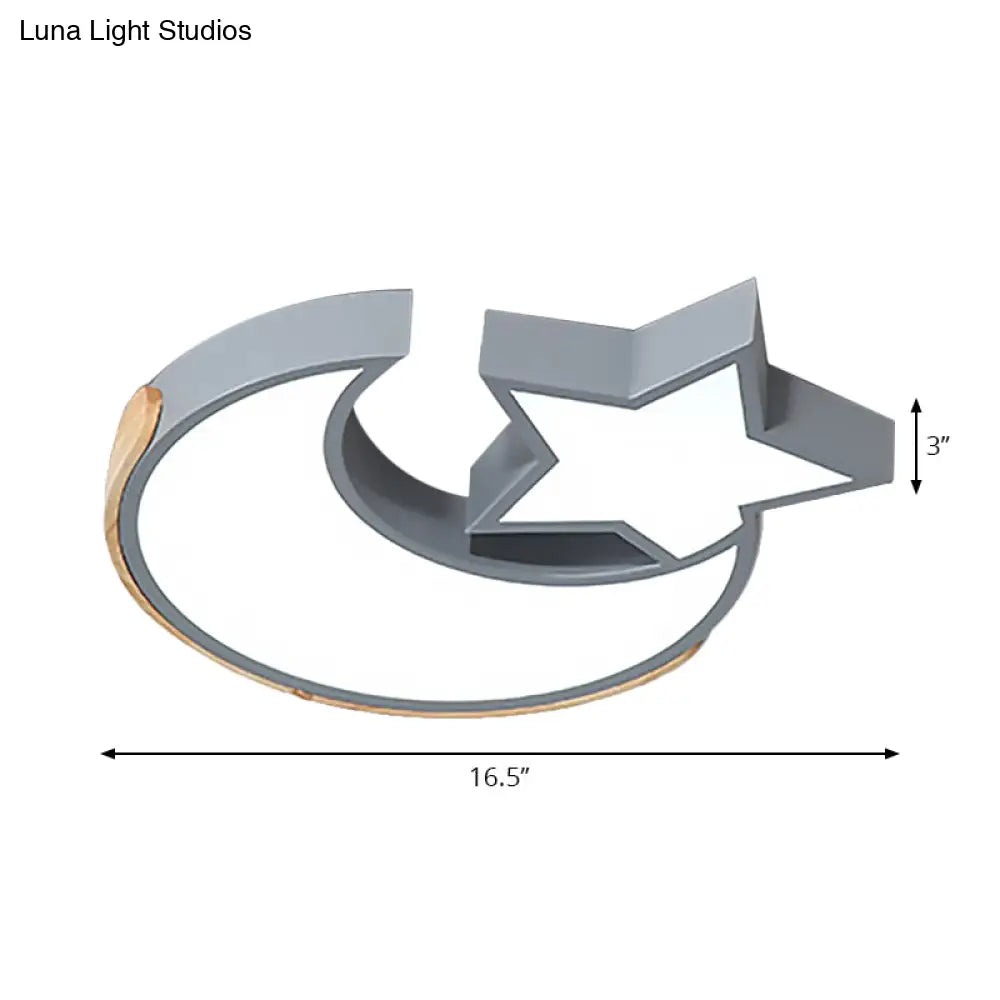 DecorBites™ DecorBites™ Macaron Star Moon LED Ceiling Mount Light in Nordic Style, Grey/Blue/Green - Ideal for Bedrooms