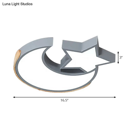 DecorBites™ DecorBites™ Macaron Star Moon LED Ceiling Mount Light in Nordic Style, Grey/Blue/Green - Ideal for Bedrooms
