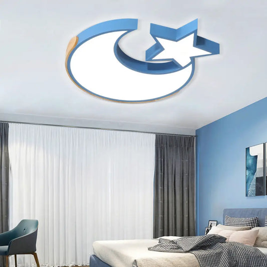 DecorBites™ DecorBites™ Macaron Star Moon LED Ceiling Mount Light in Nordic Style, Grey/Blue/Green - Ideal for Bedrooms