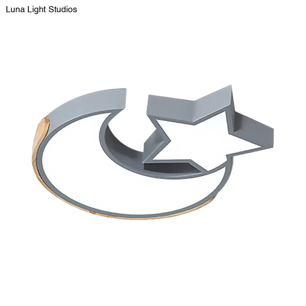 DecorBites™ DecorBites™ Macaron Star Moon LED Ceiling Mount Light in Nordic Style, Grey/Blue/Green - Ideal for Bedrooms
