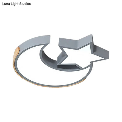 DecorBites™ DecorBites™ Macaron Star Moon LED Ceiling Mount Light in Nordic Style, Grey/Blue/Green - Ideal for Bedrooms
