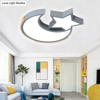 DecorBites™ DecorBites™ Macaron Star Moon LED Ceiling Mount Light in Nordic Style, Grey/Blue/Green - Ideal for Bedrooms
