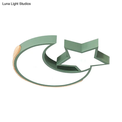 DecorBites™ DecorBites™ Macaron Star Moon LED Ceiling Mount Light in Nordic Style, Grey/Blue/Green - Ideal for Bedrooms