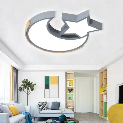 DecorBites™ DecorBites™ Macaron Star Moon LED Ceiling Mount Light in Nordic Style, Grey/Blue/Green - Ideal for Bedrooms