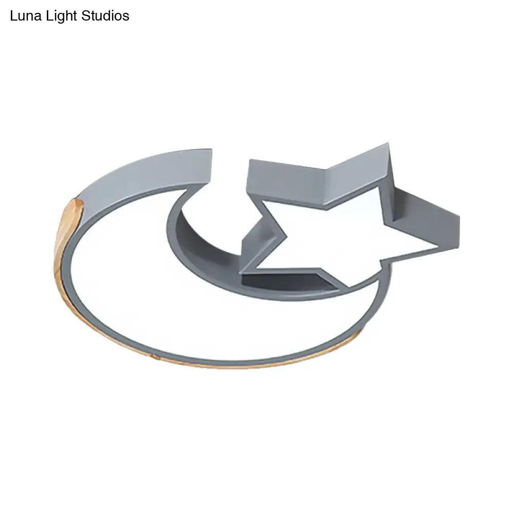 DecorBites™ DecorBites™ Macaron Star Moon LED Ceiling Mount Light in Nordic Style, Grey/Blue/Green - Ideal for Bedrooms
