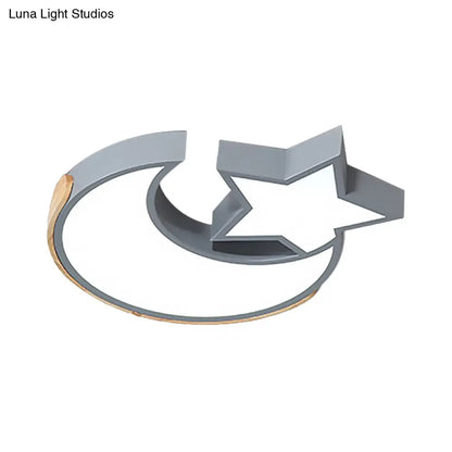 DecorBites™ DecorBites™ Macaron Star Moon LED Ceiling Mount Light in Nordic Style, Grey/Blue/Green - Ideal for Bedrooms