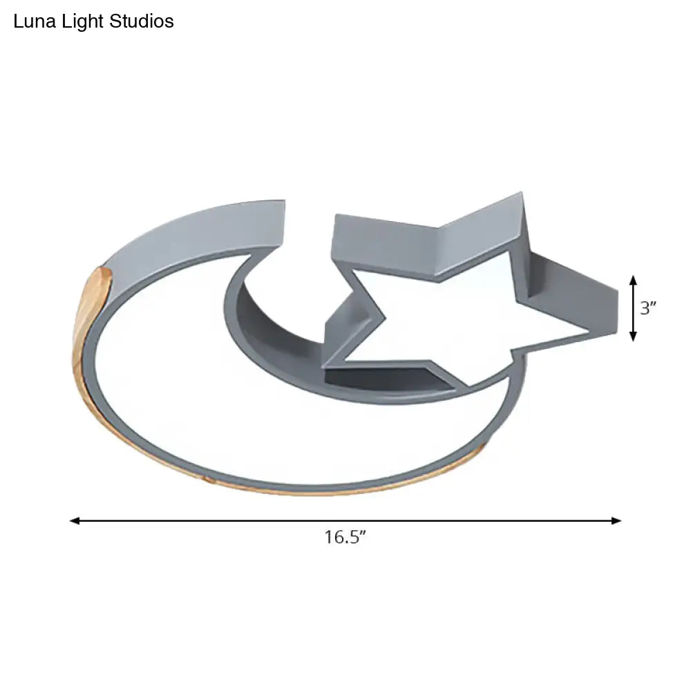 DecorBites™ DecorBites™ Macaron Star Moon LED Ceiling Mount Light in Nordic Style, Grey/Blue/Green - Ideal for Bedrooms