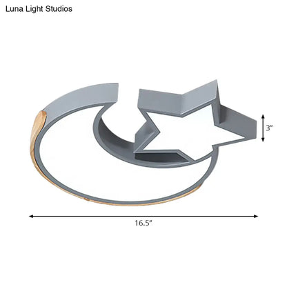 DecorBites™ DecorBites™ Macaron Star Moon LED Ceiling Mount Light in Nordic Style, Grey/Blue/Green - Ideal for Bedrooms