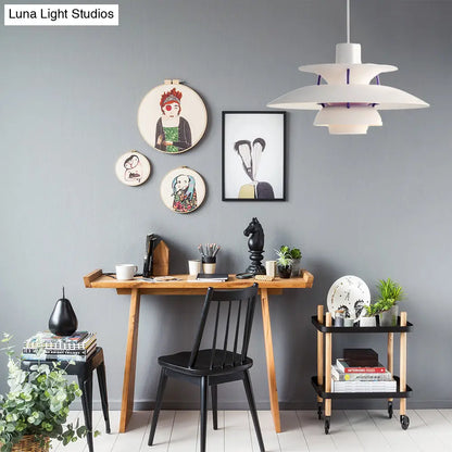 Macaron Style Aluminum Pendant Light with Flared Shade - 3 Layers, 1 Light, Black/Gray, 12"/16" Wide