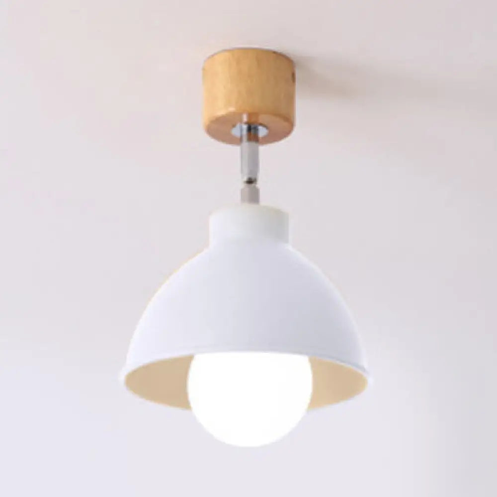 DecorBites™ DecorBites™ Macaron Style Dome Ceiling Light - Metal Rotatable Semi Flush Grey/White, for Bedroom