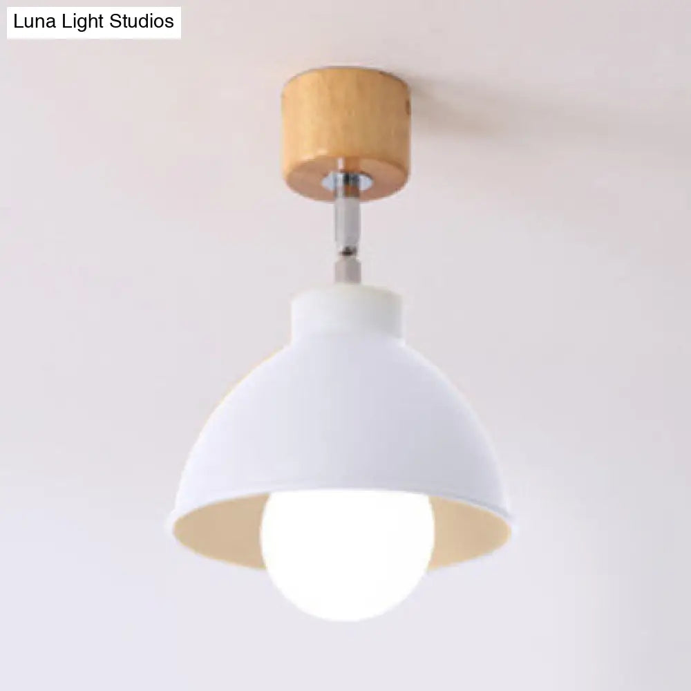 DecorBites™ DecorBites™ Macaron Style Dome Ceiling Light - Metal Rotatable Semi Flush Grey/White, for Bedroom