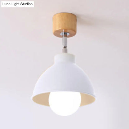 DecorBites™ DecorBites™ Macaron Style Dome Ceiling Light - Metal Rotatable Semi Flush Grey/White, for Bedroom