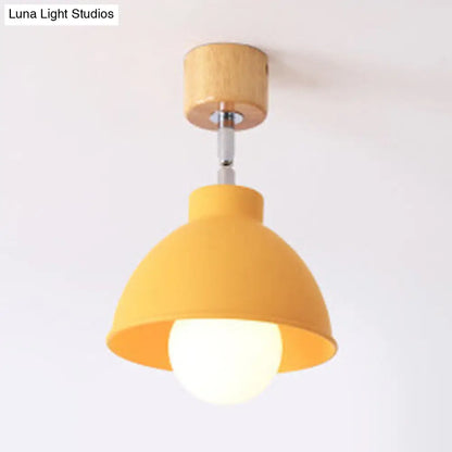 DecorBites™ DecorBites™ Macaron Style Dome Ceiling Light - Metal Rotatable Semi Flush Grey/White, for Bedroom