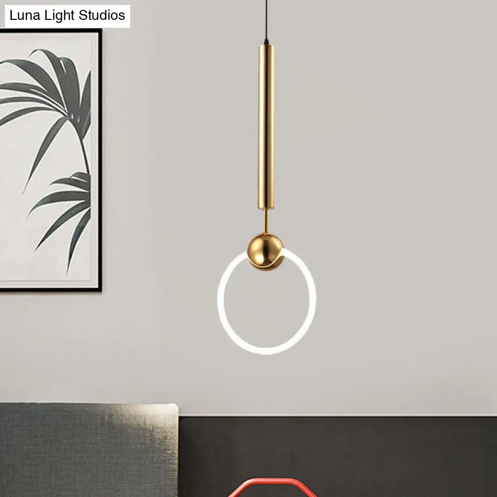 Macaron Style Flute & Ring Pendant Light for Bedroom, Metal, 1 Head - Hang in Style