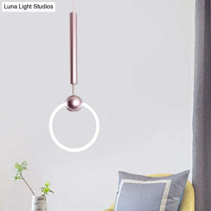 Macaron Style Flute & Ring Pendant Light for Bedroom, Metal, 1 Head - Hang in Style