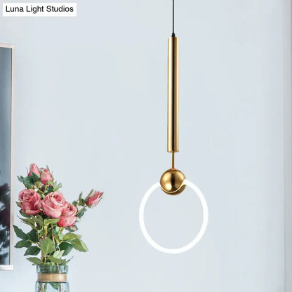 Macaron Style Flute & Ring Pendant Light for Bedroom, Metal, 1 Head - Hang in Style