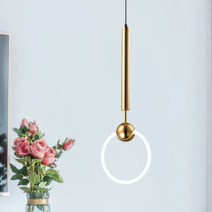 Macaron Style Flute & Ring Pendant Light for Bedroom, Metal, 1 Head - Hang in Style