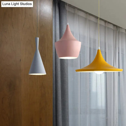 Macaron Style Metal Cone Pendant Light - 1/3 Light Pink/Yellow/Blue - Linear/Round Canopy