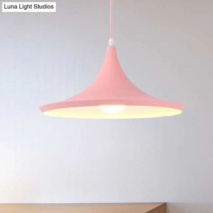 Macaron Style Metal Cone Pendant Light - 1/3 Light Pink/Yellow/Blue - Linear/Round Canopy