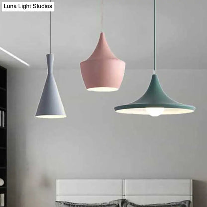 Macaron Style Metal Cone Pendant Light - 1/3 Light Pink/Yellow/Blue - Linear/Round Canopy