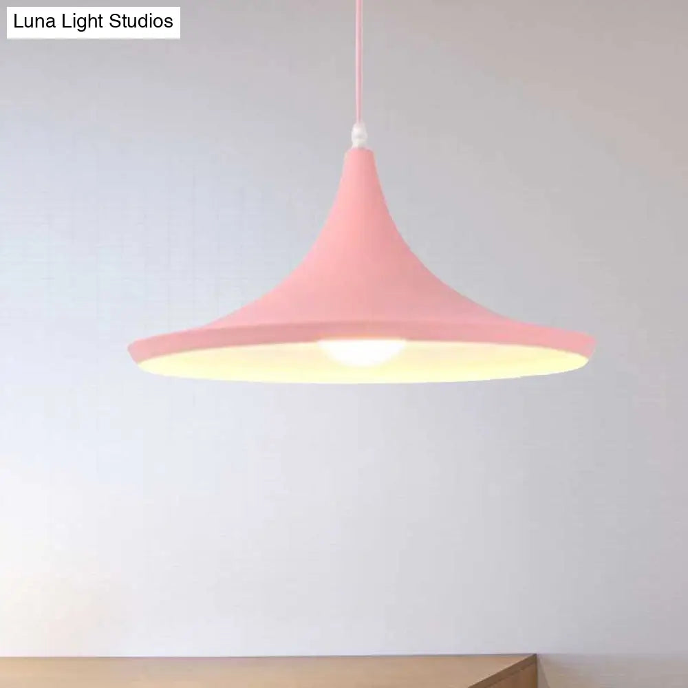 Macaron Style Metal Cone Pendant Light - 1/3 Light Pink/Yellow/Blue - Linear/Round Canopy