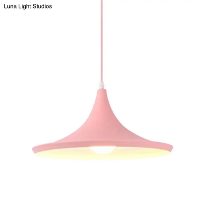 Macaron Style Metal Cone Pendant Light - 1/3 Light Pink/Yellow/Blue - Linear/Round Canopy