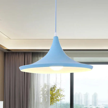 Macaron Style Metal Cone Pendant Light - 1/3 Light Pink/Yellow/Blue - Linear/Round Canopy