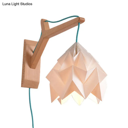 DecorBites™ DecorBites™ Macaron Wall Mounted Lamp with Domed Shade - Wood Backplate, 1 Head, White/Pink/Yellow/Blue/Green Sconce Light Fixture