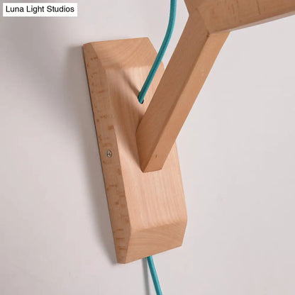 DecorBites™ DecorBites™ Macaron Wall Mounted Lamp with Domed Shade - Wood Backplate, 1 Head, White/Pink/Yellow/Blue/Green Sconce Light Fixture