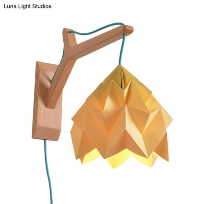 DecorBites™ DecorBites™ Macaron Wall Mounted Lamp with Domed Shade - Wood Backplate, 1 Head, White/Pink/Yellow/Blue/Green Sconce Light Fixture