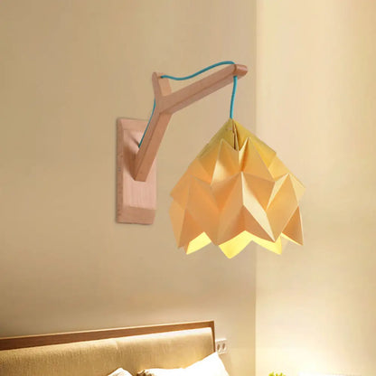 DecorBites™ DecorBites™ Macaron Wall Mounted Lamp with Domed Shade - Wood Backplate, 1 Head, White/Pink/Yellow/Blue/Green Sconce Light Fixture