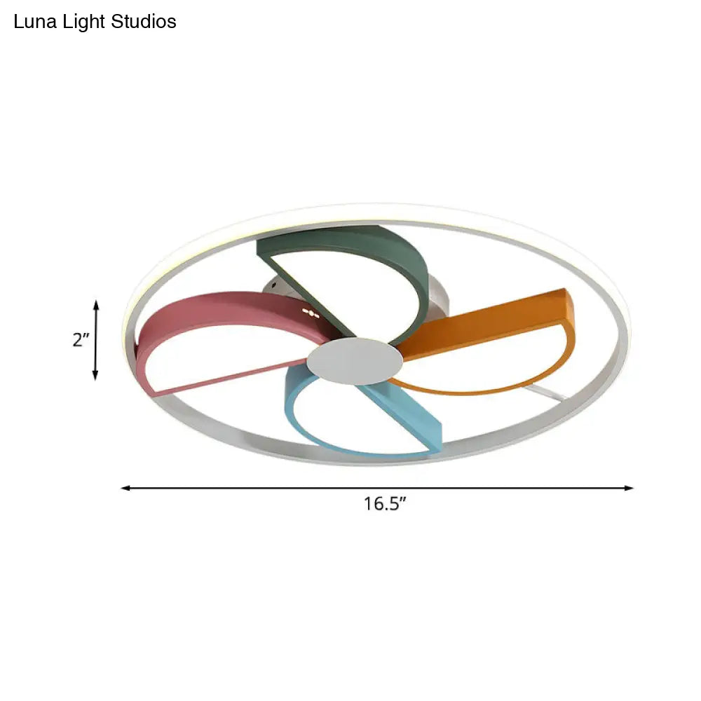DecorBites™ DecorBites™ Macaroon LED White Flush Mount Ceiling Light for Bedroom, Acrylic Windmill Design, 16.5"/20.5" Width