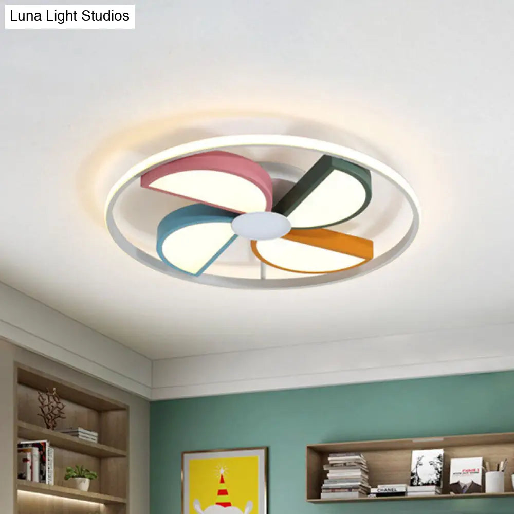 DecorBites™ DecorBites™ Macaroon LED White Flush Mount Ceiling Light for Bedroom, Acrylic Windmill Design, 16.5"/20.5" Width