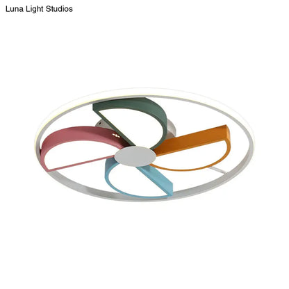 DecorBites™ DecorBites™ Macaroon LED White Flush Mount Ceiling Light for Bedroom, Acrylic Windmill Design, 16.5"/20.5" Width