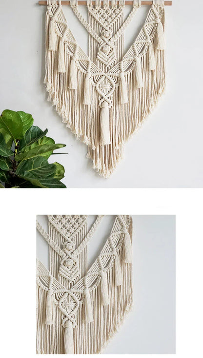 Macrame Woven Wall Hanging Boho Home Chic Bohemian Geometric Art Decor Beautiful Apartment Dorm Room Decoration Tapestry