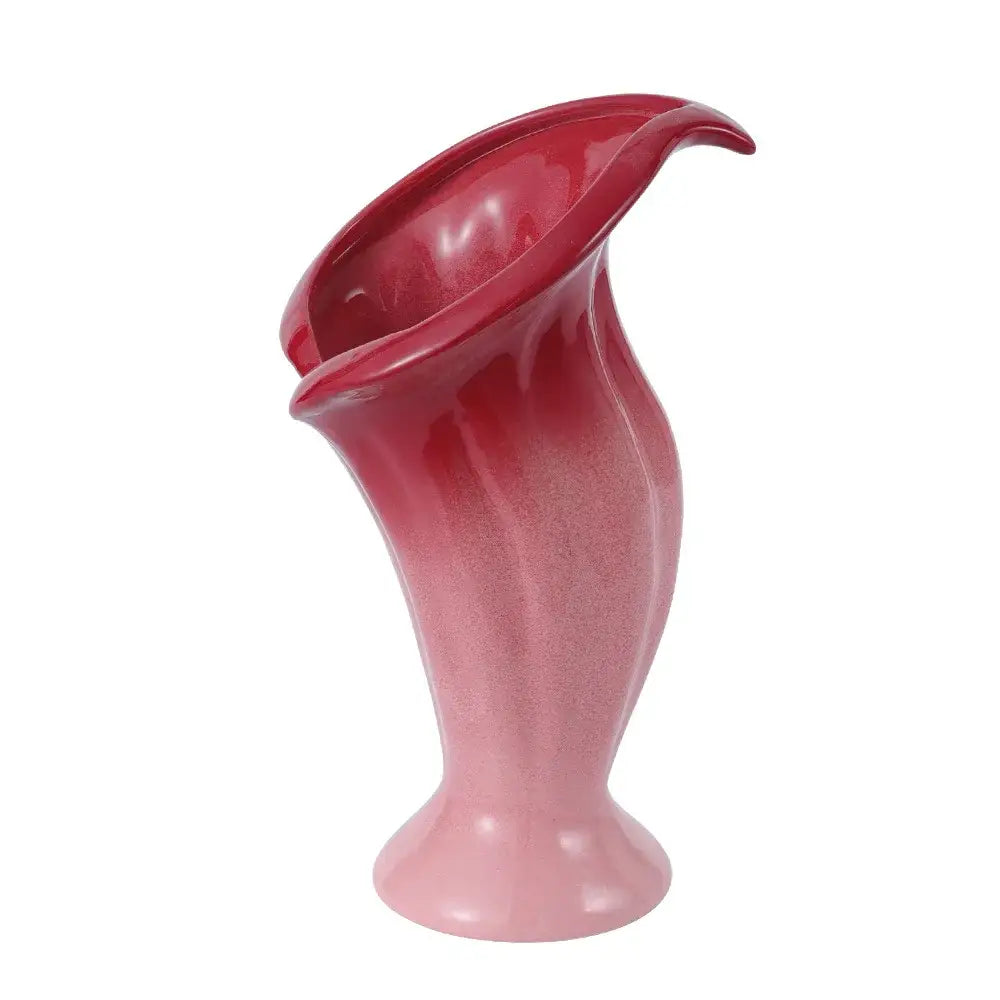 Magenta gradient calla lily ceramic vase with glossy red-to-pink finish and flared opening for decorbites calla lily decor