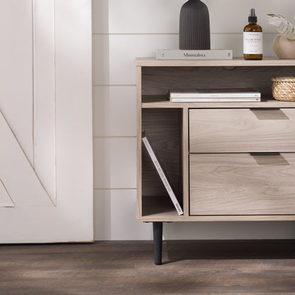 Eadric - Modern Nightstand with Drawers and Shelves Birch