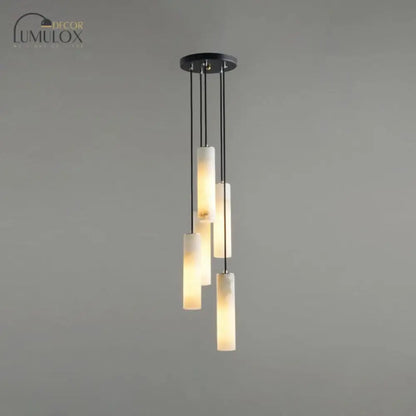 DecorBites™ DecorBites™ Marble Tubular Minimalistic Hanging Ceiling Light in White