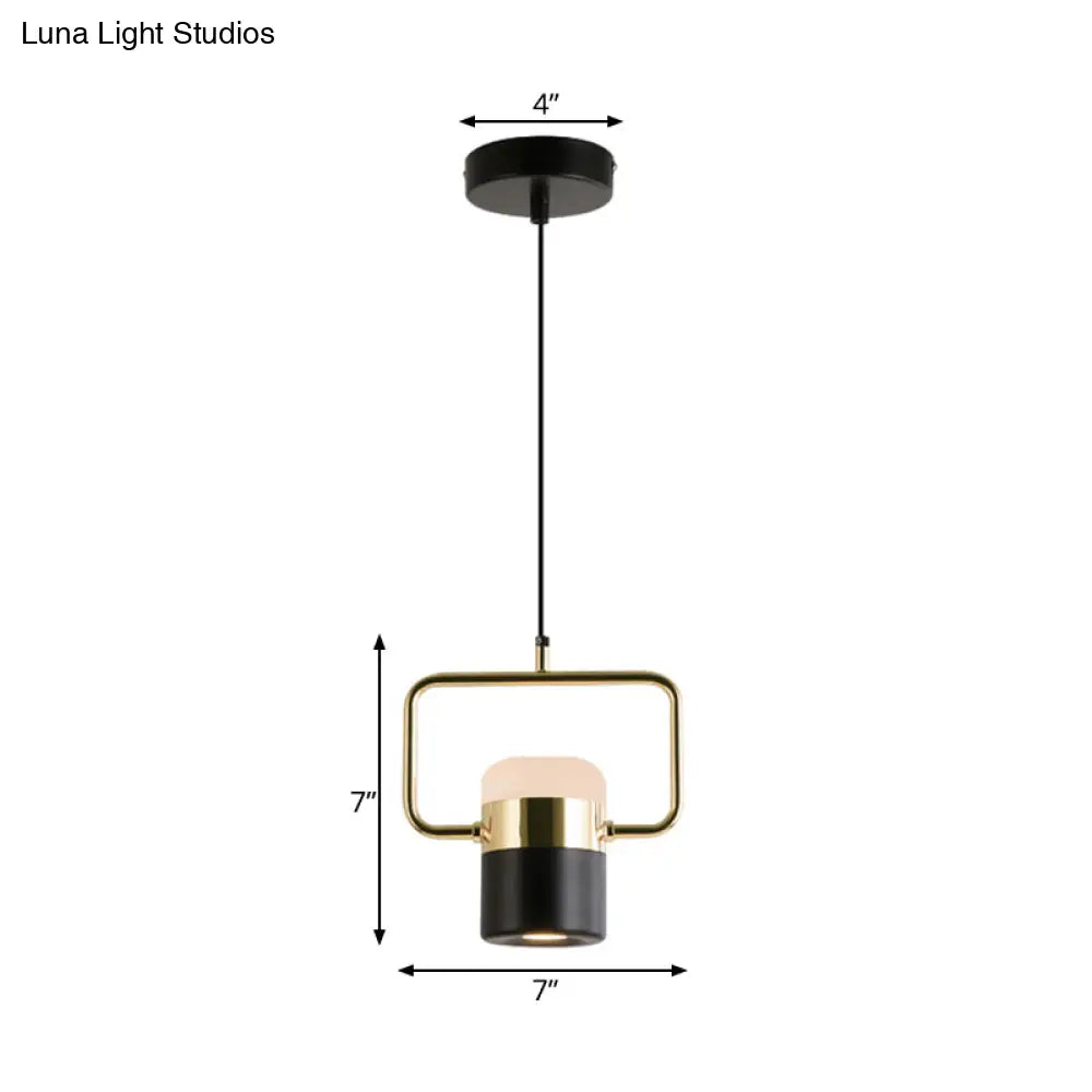 Margaret - Modern Black/White Cylinder Pendant Lamp Modern LED Steel and Glass Hanging Lighting with Rounded Edged Vertical/Horizontal Rectangle