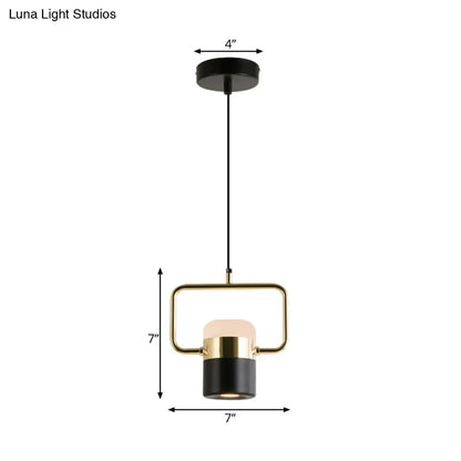 Margaret - Modern Black/White Cylinder Pendant Lamp Modern LED Steel and Glass Hanging Lighting with Rounded Edged Vertical/Horizontal Rectangle