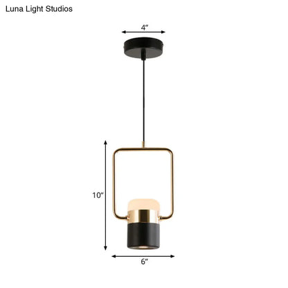 Margaret - Modern Black/White Cylinder Pendant Lamp Modern LED Steel and Glass Hanging Lighting with Rounded Edged Vertical/Horizontal Rectangle