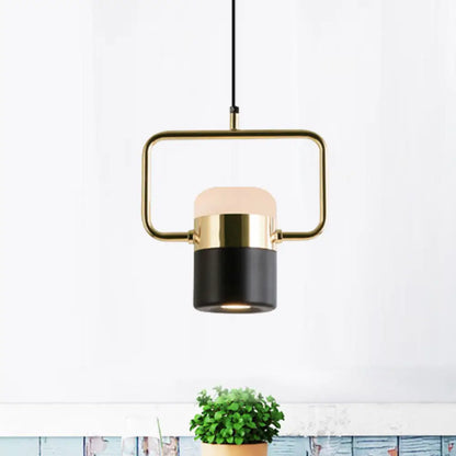 Margaret - Modern Black/White Cylinder Pendant Lamp Modern LED Steel and Glass Hanging Lighting with Rounded Edged Vertical/Horizontal Rectangle