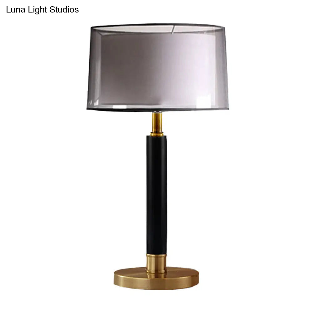 Maria - Double Double Drum Shade Night Light Modern Fabric 6-Bulb Living Room Table Lamp in Black