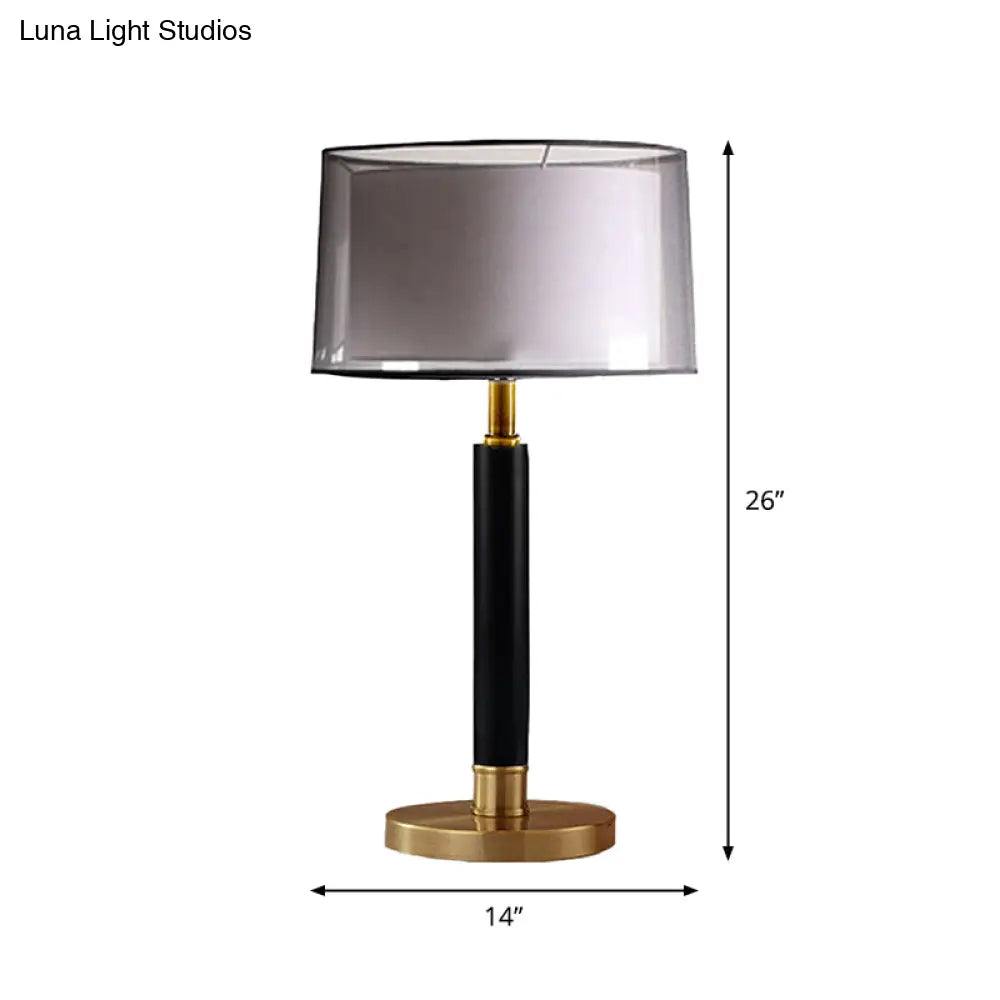 Maria - Double Double Drum Shade Night Light Modern Fabric 6-Bulb Living Room Table Lamp in Black