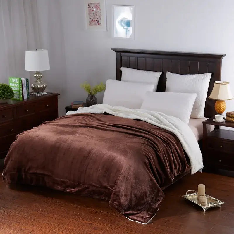 Maroon and white decorbites cozy plush blanket with soft velvety texture and sherpa lining ideal for bedroom decor