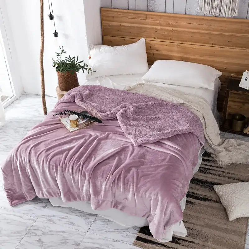 A lavender plush throw blanket with a soft textured surface by decorbites cozy plush sherpa throw for bedroom decor