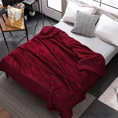 Maroon and white decorbites cozy plush sherpa throw blanket with soft textured surface for bedroom decor