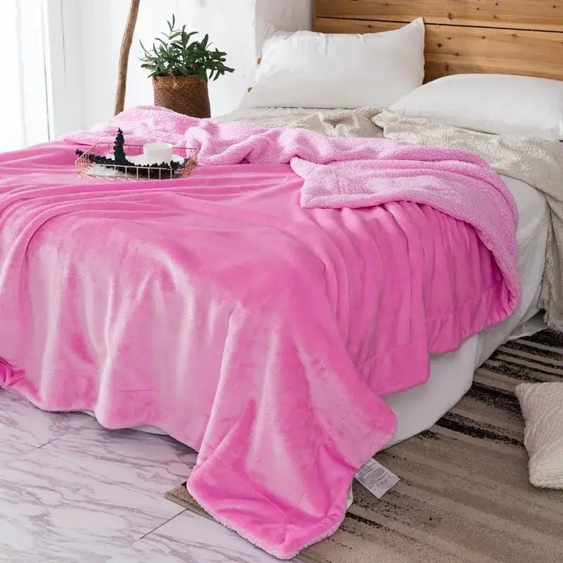 A decorbites cozy plush pink throw blanket with soft fuzzy texture and fringed edges for bedroom sherpa decorbites cozy plush