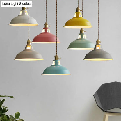 Marta - Industrial Macarons Industrial  Barn Shade Pendant Light Metal 1-Light Pendant Lighting For Restaurant