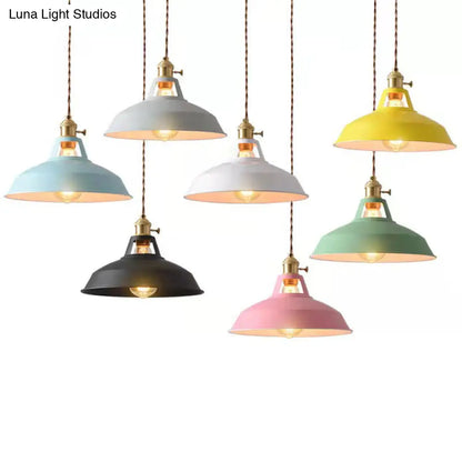 Marta - Industrial Macarons Industrial  Barn Shade Pendant Light Metal 1-Light Pendant Lighting For Restaurant